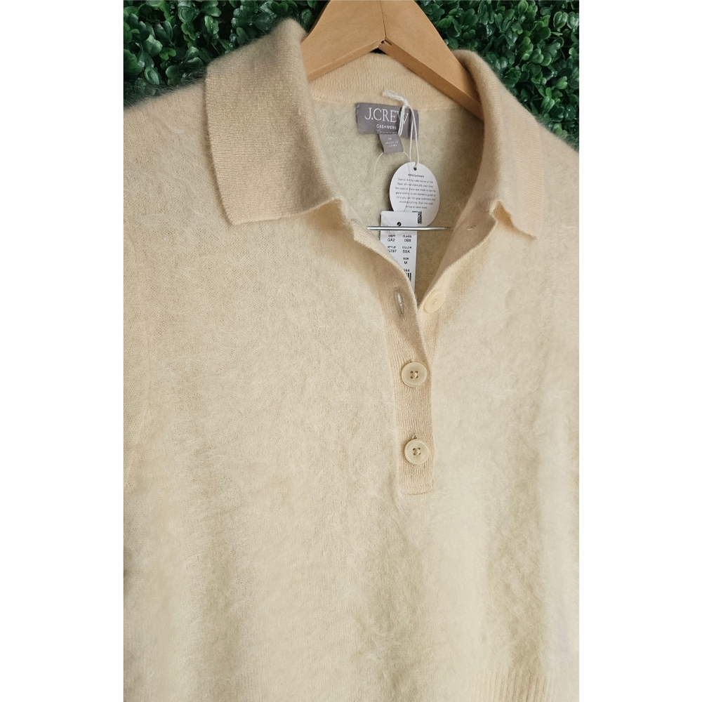 J.Crew Brushed Cashmere Short-Sleeve Sweater-Polo - Picture 5 of 9